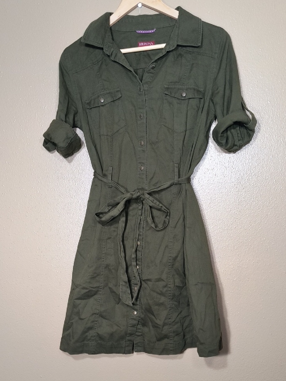 Army Green shirt dress W/ Belt